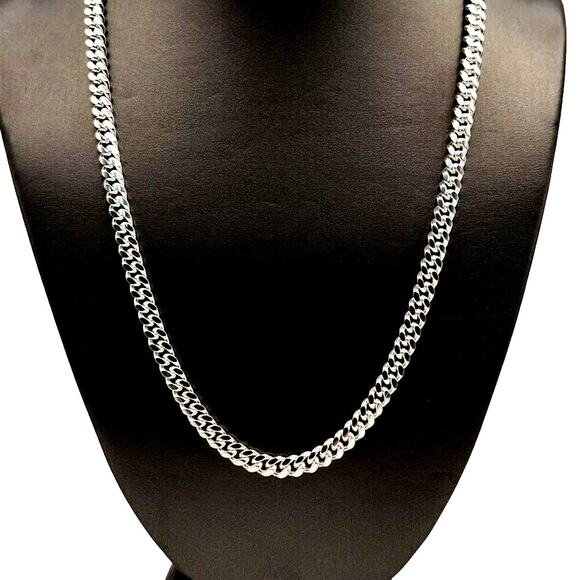 Elegant 925 sterling silver Miami Cuban Chain Necklace 22" C - Picture 1 of 7